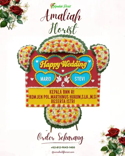 Karangan Papan Bunga Pernikahan di Kagungan